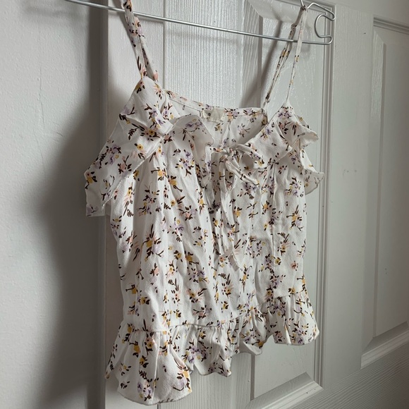 Garage Tie Front V Neck Print Floral Strap Cami - Picture 2 of 5